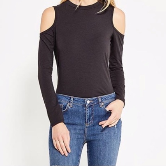 Topshop Cutout shoulder green long sleeve blouse - Picture 1 of 4